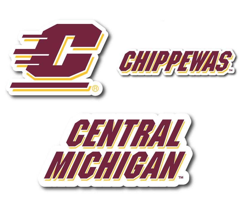 Central Michigan University Vinyl Decal Sticker 3 Pack 4-Inch Each Officially Licensed Collegiate Product