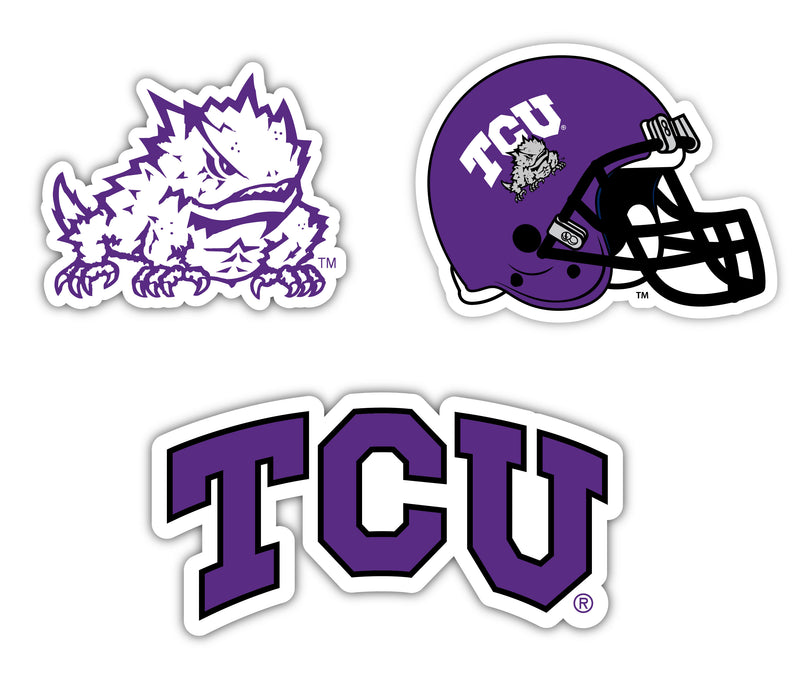 Texas Christian University Vinyl Decal Sticker 3-Pack (4-Inch Each) Officially Licensed Collegiate Product