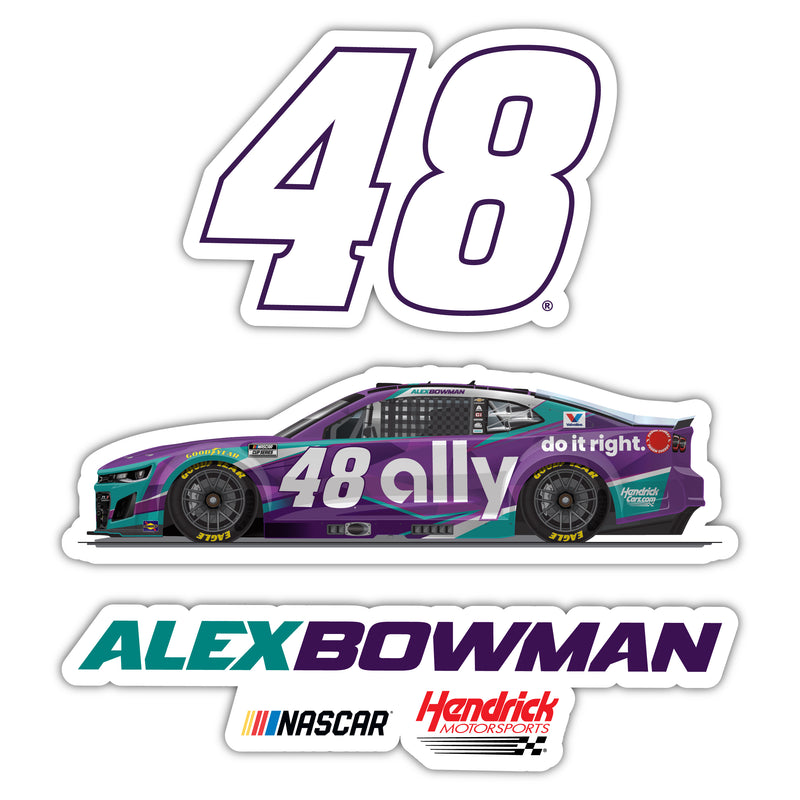 Alex Bowman #48 Nascar Offic. Licensed Decorative Magnet or Sticker 3-Pack (4-Inch Each)