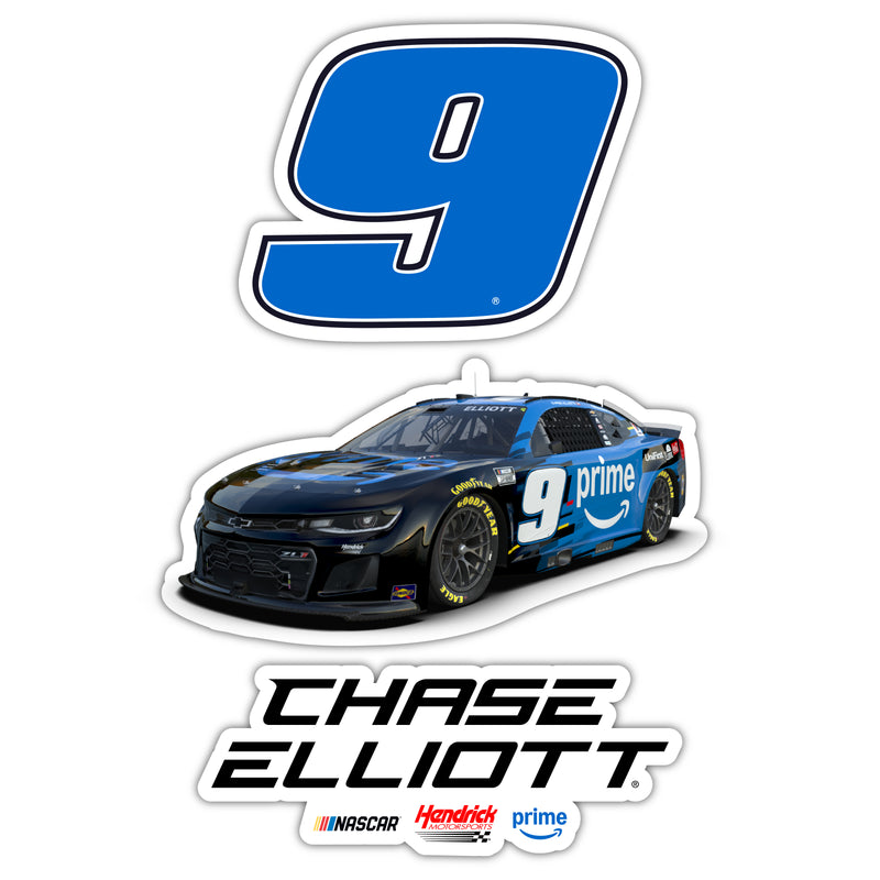 Chase Elliott #9 Nascar Offic. Licensed Decorative Magnet or Sticker 3-Pack (4-Inch Each)