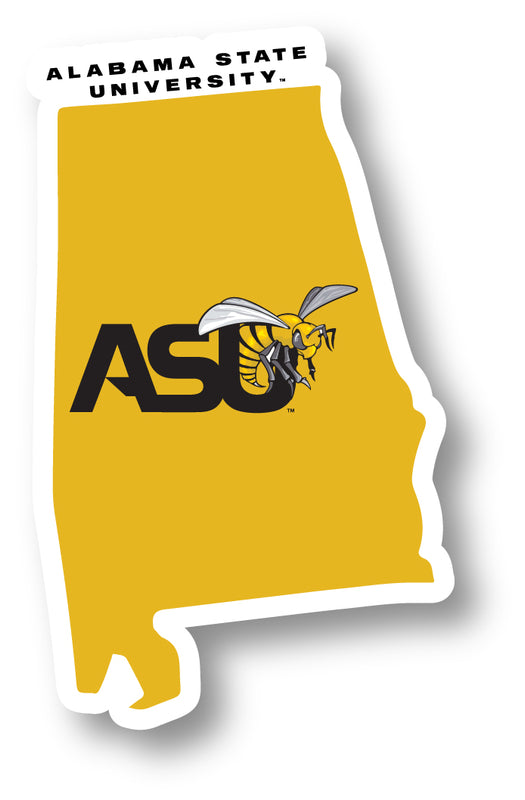 Alabama State University 4-Inch State Shape Vinyl Decal Sticker Officially Licensed Collegiate Product 4-Pack