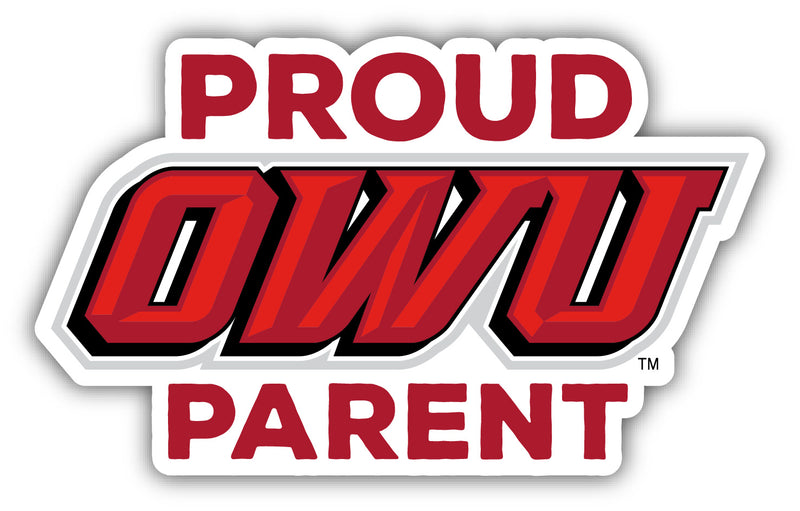 Ohio Wesleyan University 4-Inch Proud Parent NCAA Vinyl Sticker - Durable School Spirit Decal