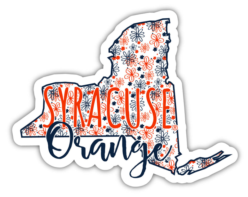 Syracuse Orange 4-Inch State Shaped NCAA Floral Love Vinyl Sticker - Blossoming School Spirit Decal