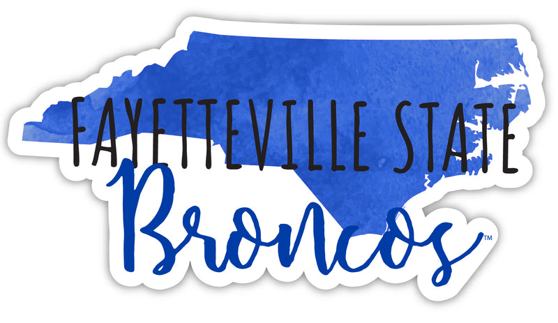 Fayetteville State University 4-Inch Watercolor State Shaped NCAA Vinyl Decal Sticker for Fans, Students, and Alumni