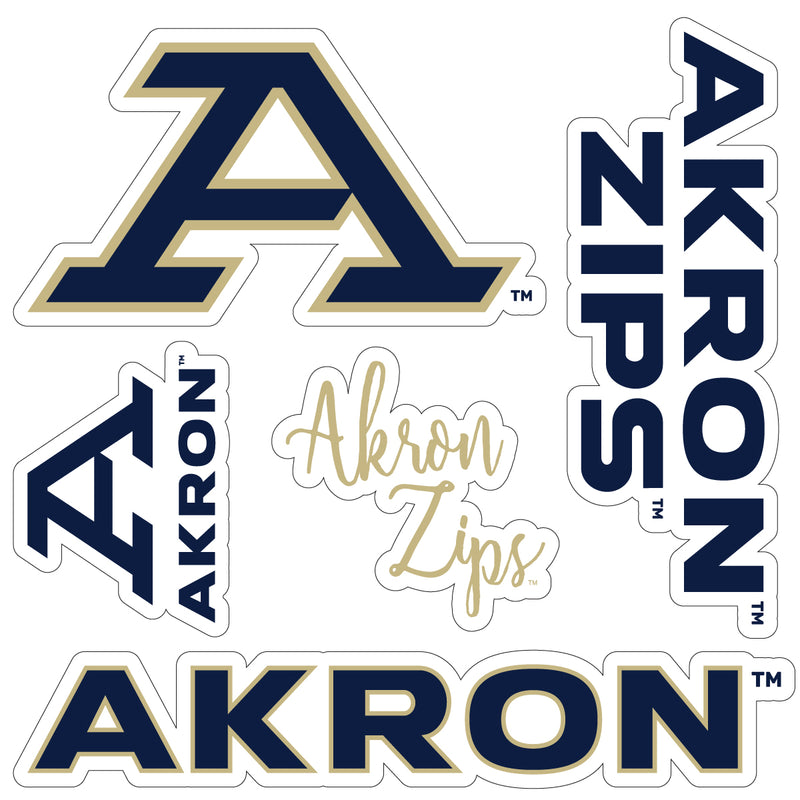 Akron Zips Officially Licensed College Sticker Multipack - School Spirit Decal Set 5-Pack