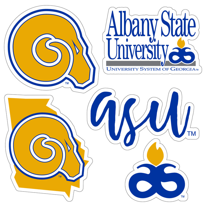 Albany State University Officially Licensed College Sticker Multipack - School Spirit Decal Set 5-Pack