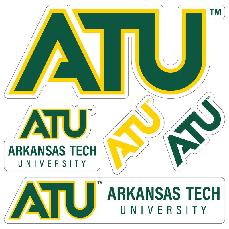 Arkansas Tech University Officially Licensed College Sticker Multipack - School Spirit Decal Set 5-Pack