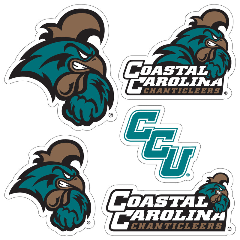 Coastal Carolina University Officially Licensed College Sticker Multipack - School Spirit Decal Set 5-Pack