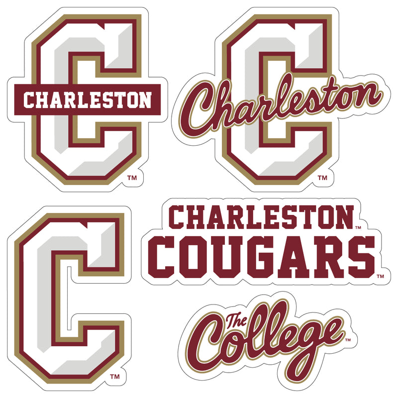 College of Charleston Officially Licensed College Sticker Multipack - School Spirit Decal Set 5-Pack