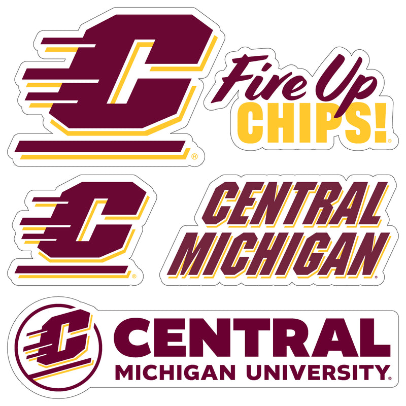 Central Michigan University Officially Licensed College Sticker Multipack - School Spirit Decal Set 5-Pack
