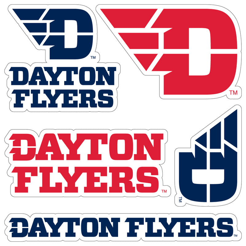 Dayton Flyers Officially Licensed College Sticker Multipack - School Spirit Decal Set 5-Pack