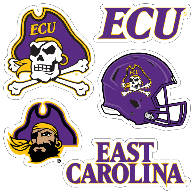 East Carolina Pirates Officially Licensed College Sticker Multipack - School Spirit Decal Set 5-Pack