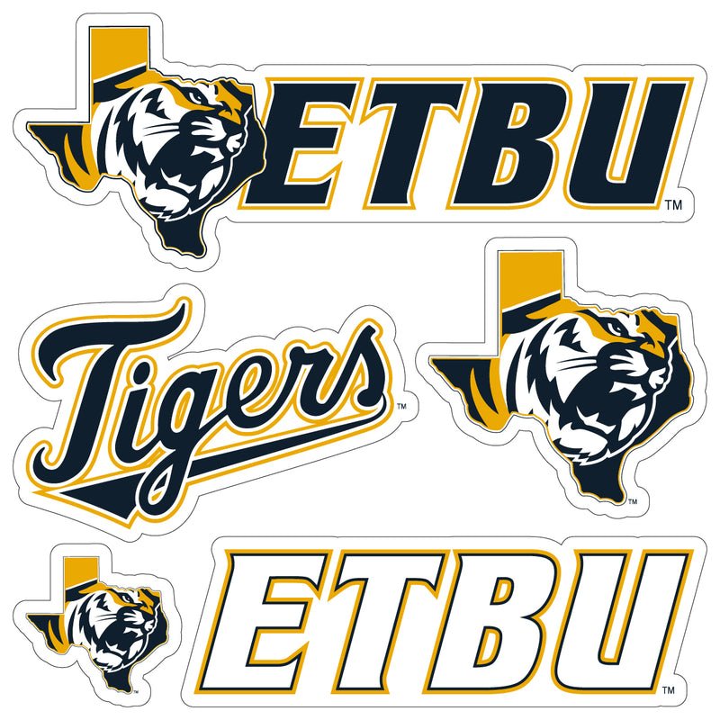 East Texas Baptist University Officially Licensed College Sticker Multipack - School Spirit Decal Set 5-Pack