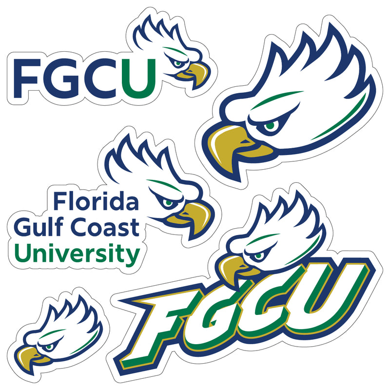 Florida Gulf Coast Eagles Officially Licensed College Sticker Multipack - School Spirit Decal Set 5-Pack