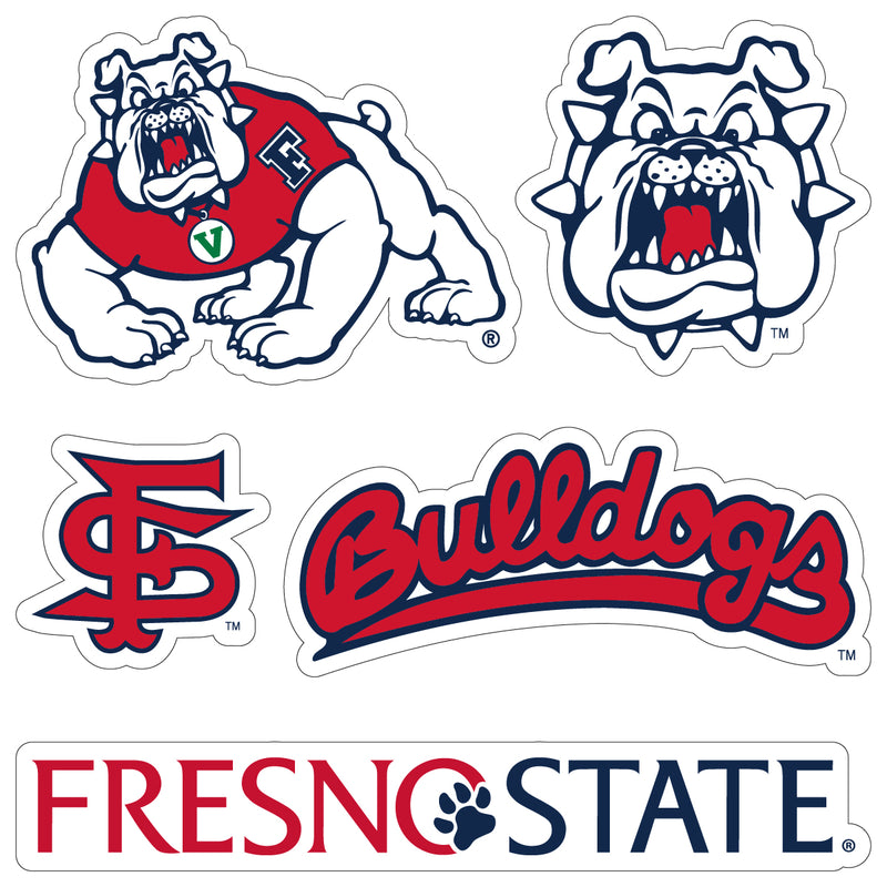 Fresno State Bulldogs Officially Licensed College Sticker Multipack - School Spirit Decal Set 5-Pack