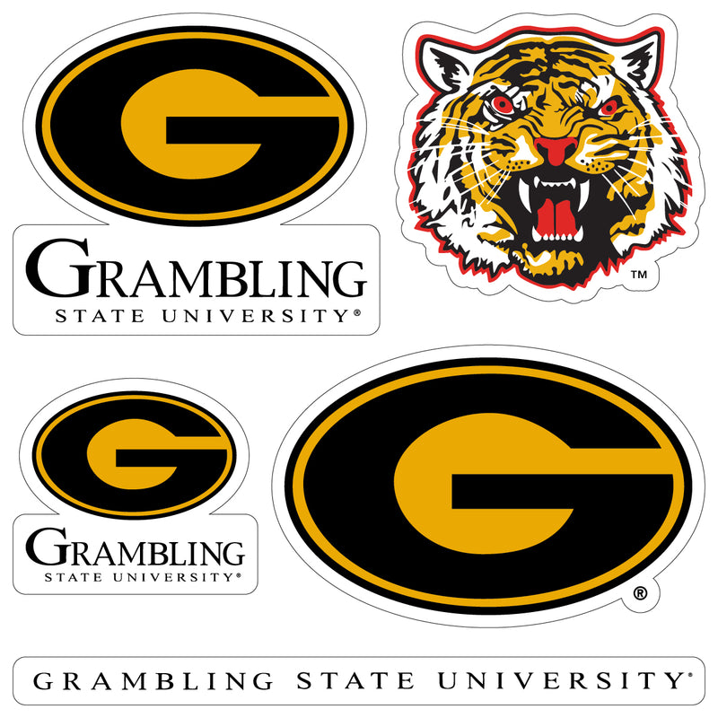 Grambling State Tigers Officially Licensed College Sticker Multipack - School Spirit Decal Set 5-Pack