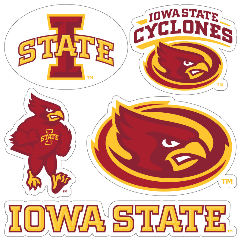 Iowa State Cyclones Officially Licensed College Sticker Multipack - School Spirit Decal Set 5-Pack
