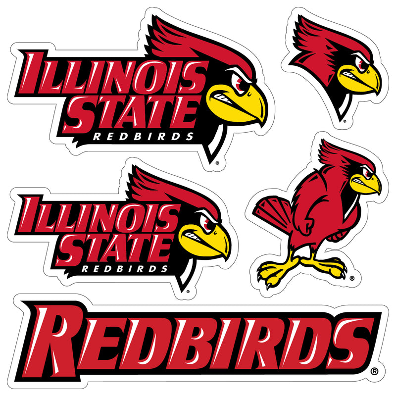 Illinois State Redbirds Officially Licensed College Sticker Multipack - School Spirit Decal Set 5-Pack