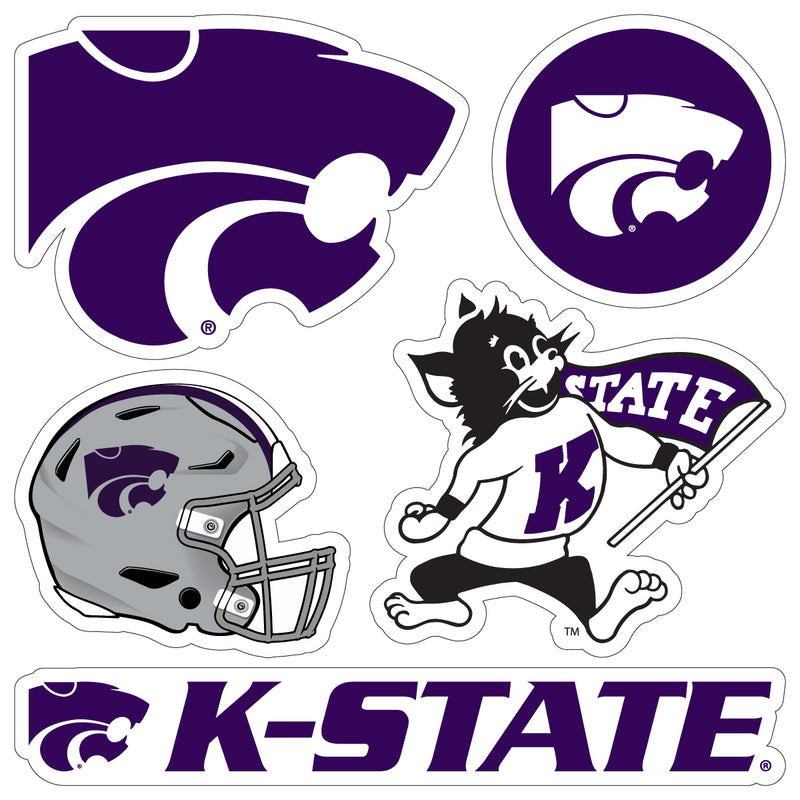 Kansas State Wildcats Officially Licensed College Sticker Multipack - School Spirit Decal Set 5-Pack
