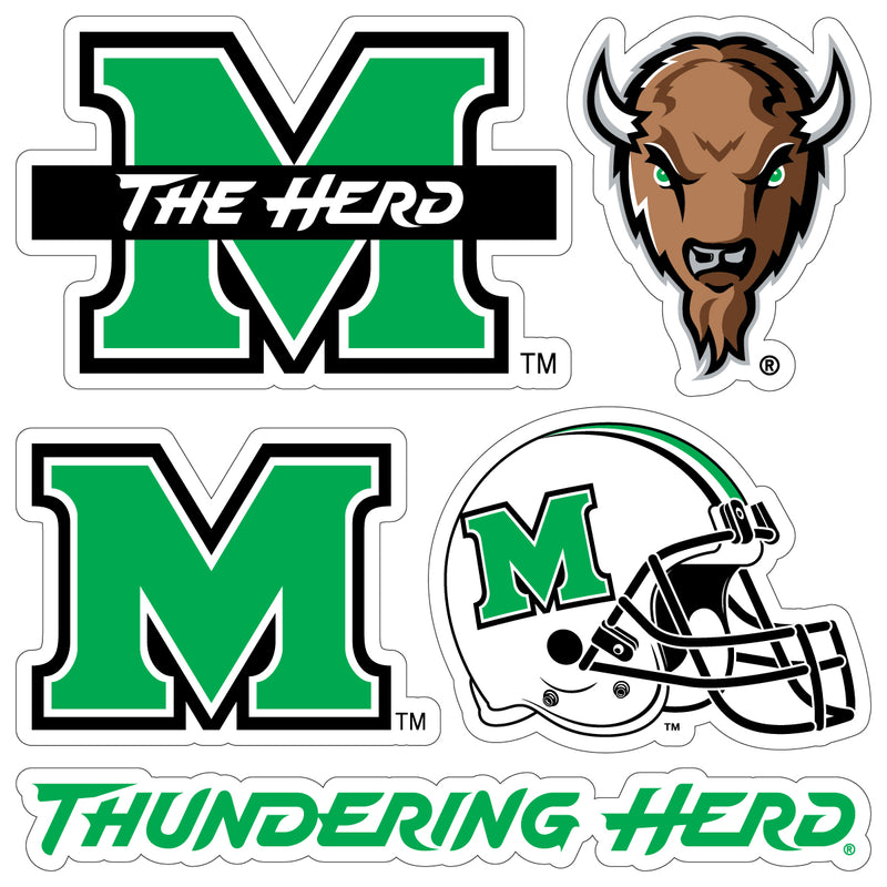 Marshall Thundering Herd Officially Licensed College Sticker Multipack - School Spirit Decal Set 5-Pack