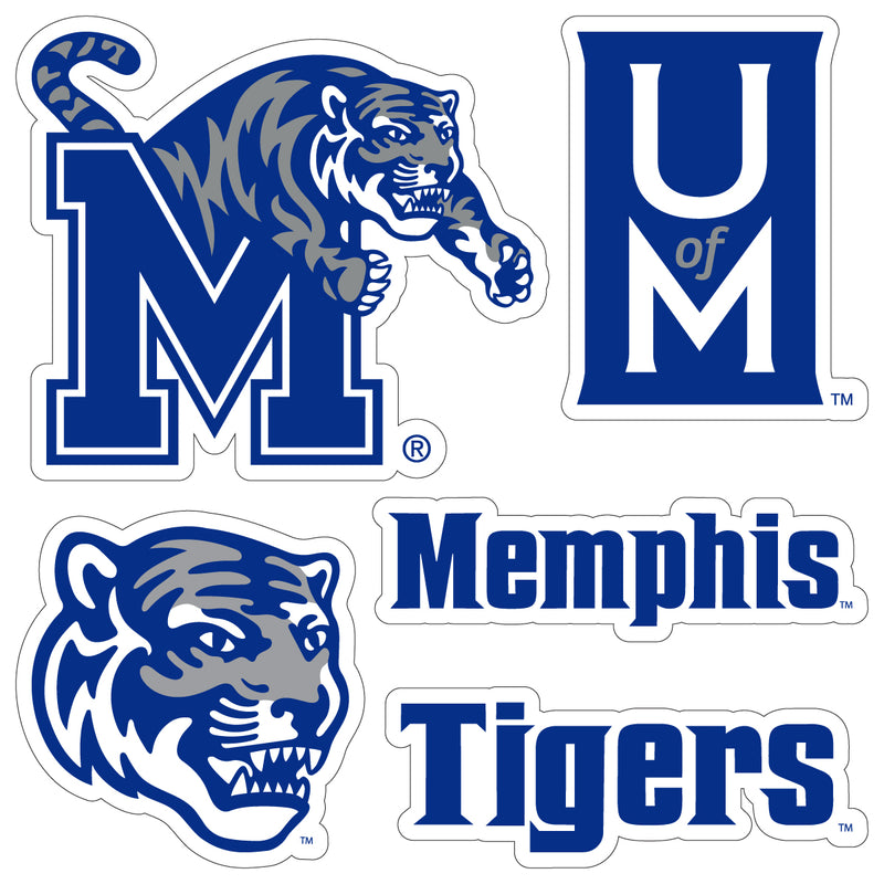 Memphis Tigers Officially Licensed College Sticker Multipack - School Spirit Decal Set 5-Pack
