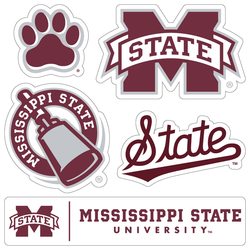 Mississippi State Bulldogs Officially Licensed College Sticker Multipack - School Spirit Decal Set 5-Pack