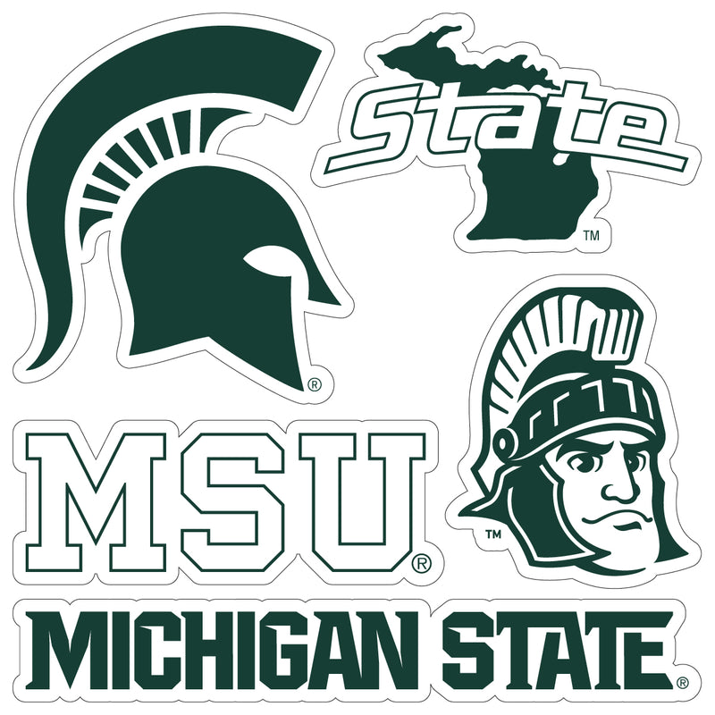 Michigan State Spartans Officially Licensed College Sticker Multipack - School Spirit Decal Set 5-Pack