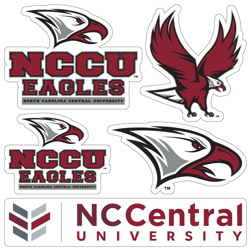 North Carolina Central Eagles Officially Licensed College Sticker Multipack - School Spirit Decal Set 5-Pack