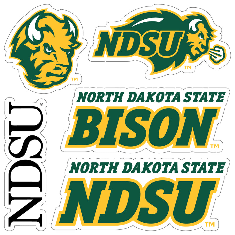North Dakota State Bison Officially Licensed College Sticker Multipack - School Spirit Decal Set 5-Pack