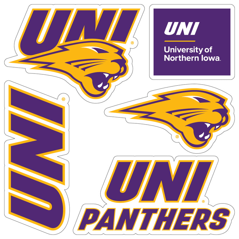Northern Iowa Panthers Officially Licensed College Sticker Multipack - School Spirit Decal Set 5-Pack