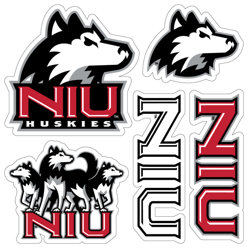 Northern Illinois Huskies Officially Licensed College Sticker Multipack - School Spirit Decal Set 5-Pack