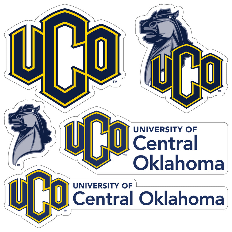 University of Central Oklahoma Bronchos Officially Licensed College Sticker Multipack - School Spirit Decal Set 5-Pack