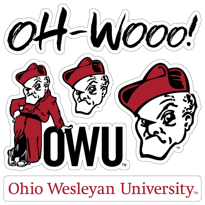 Ohio Wesleyan University Officially Licensed College Sticker Multipack - School Spirit Decal Set 5-Pack