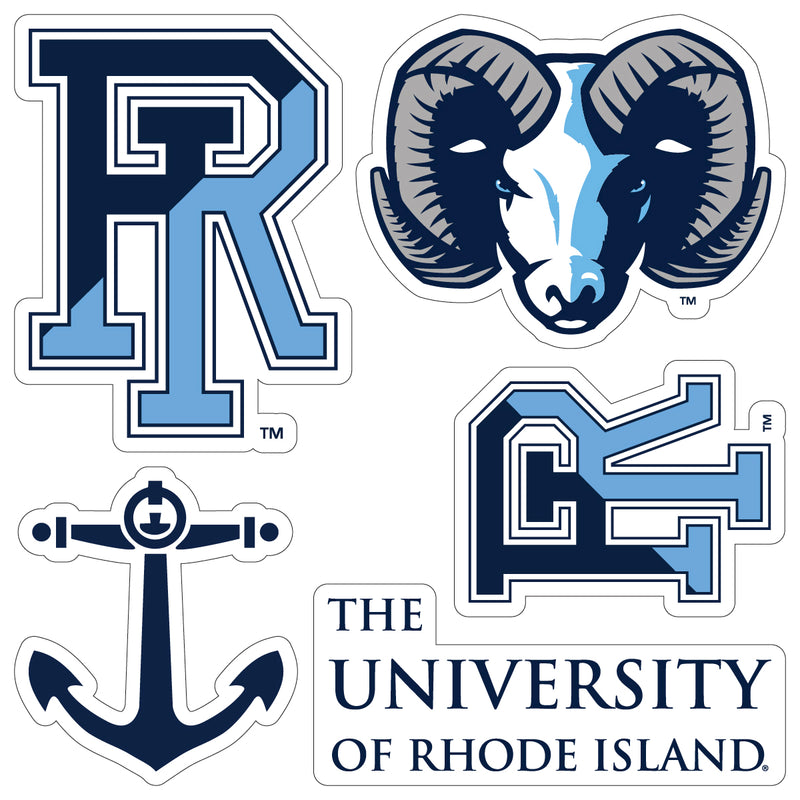Rhode Island University Officially Licensed College Sticker Multipack - School Spirit Decal Set 5-Pack