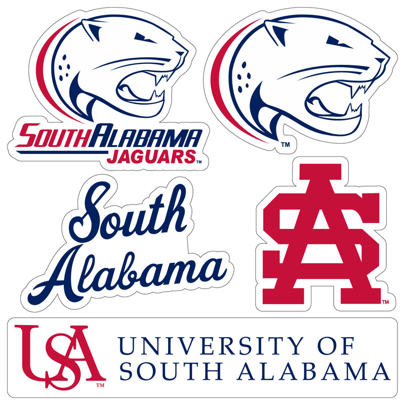University of South Alabama Officially Licensed College Sticker Multipack - School Spirit Decal Set 5-Pack