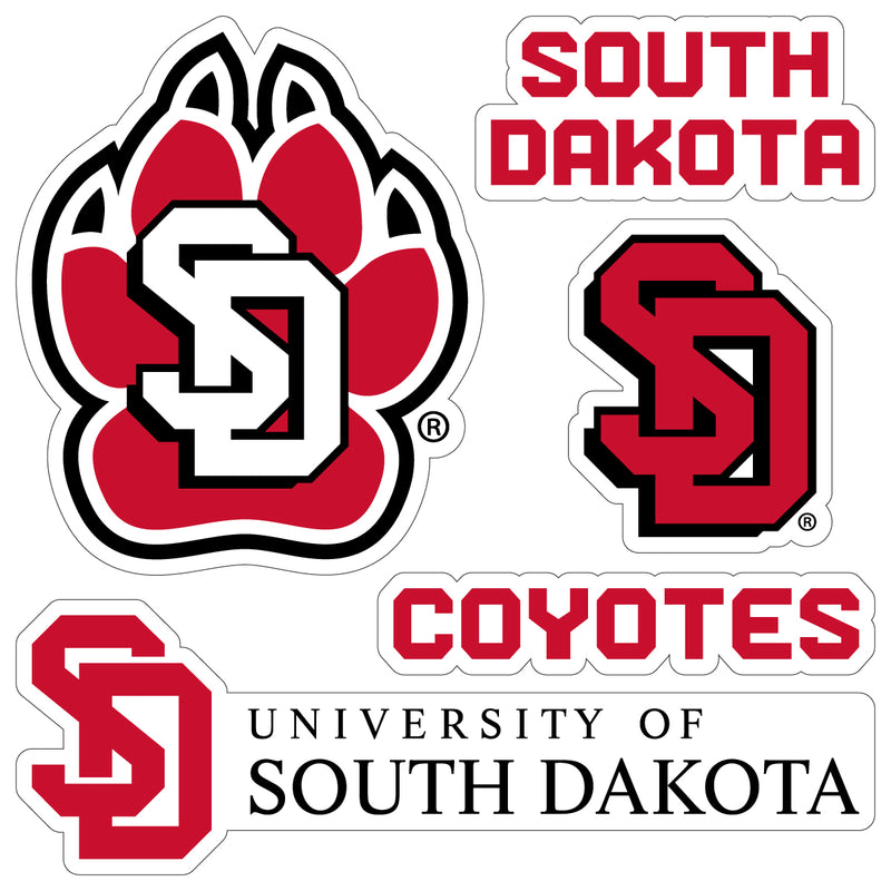 South Dakota Coyotes Officially Licensed College Sticker Multipack - School Spirit Decal Set 5-Pack