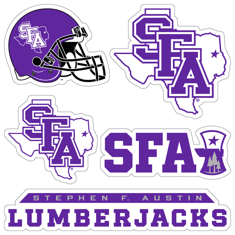 Stephen F. Austin State University Officially Licensed College Sticker Multipack - School Spirit Decal Set 5-Pack