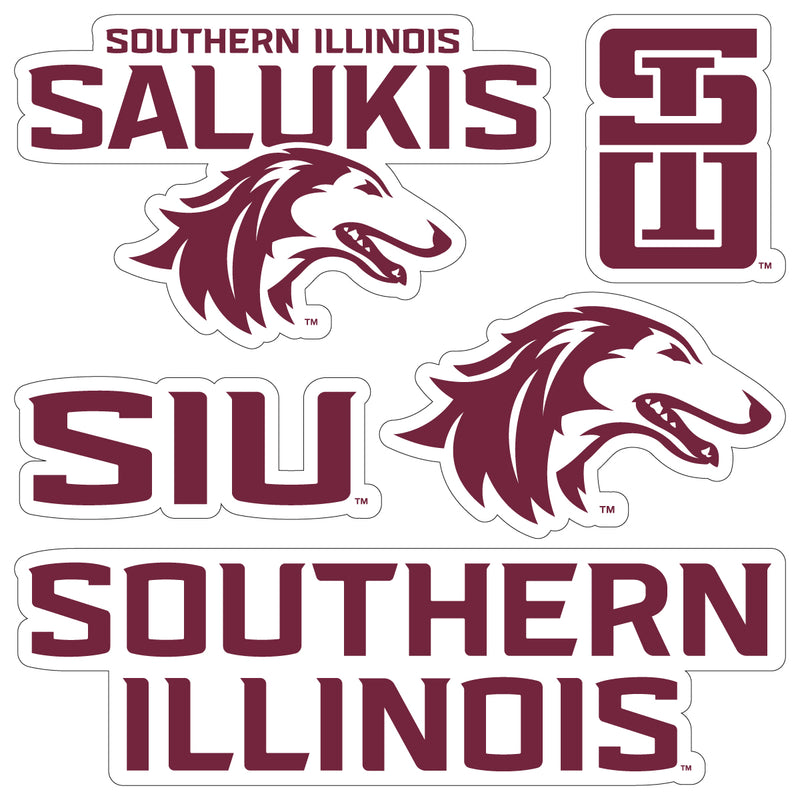 Southern Illinois Salukis Officially Licensed College Sticker Multipack - School Spirit Decal Set 5-Pack