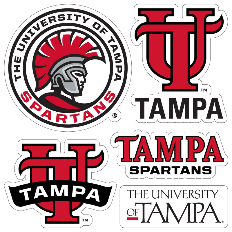 University of Tampa Spartans Officially Licensed College Sticker Multipack - School Spirit Decal Set 5-Pack