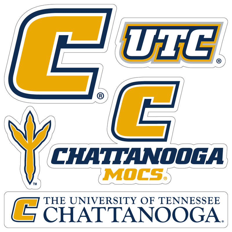 University of Tennessee at Chattanooga Officially Licensed College Sticker Multipack - School Spirit Decal Set 5-Pack