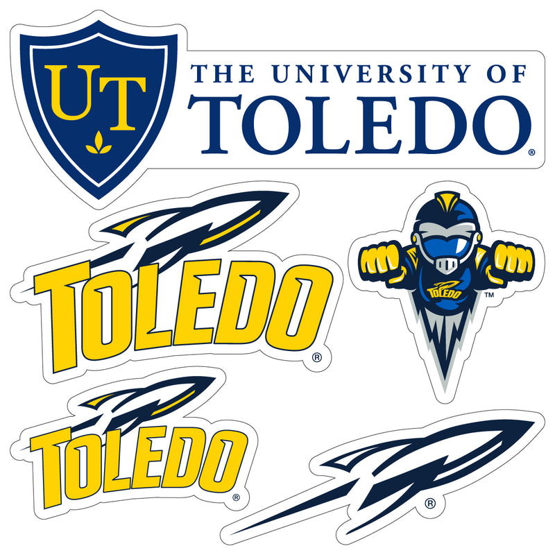 Toledo Rockets Officially Licensed College Sticker Multipack - School Spirit Decal Set 5-Pack