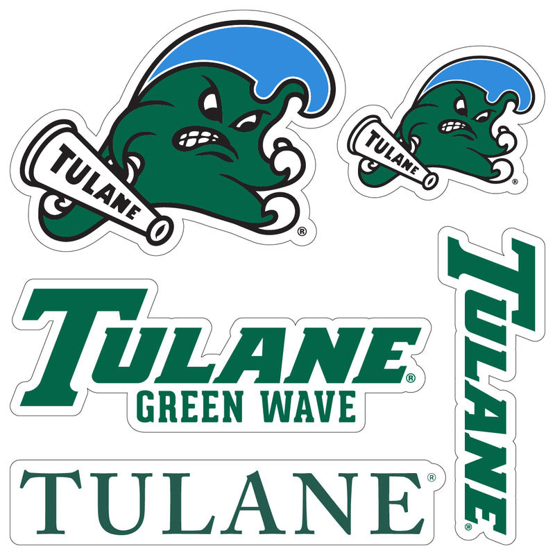 Tulane University Green Wave Officially Licensed College Sticker Multipack - School Spirit Decal Set 5-Pack