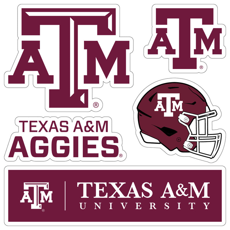 Texas A&M Aggies Officially Licensed College Sticker Multipack - School Spirit Decal Set 5-Pack