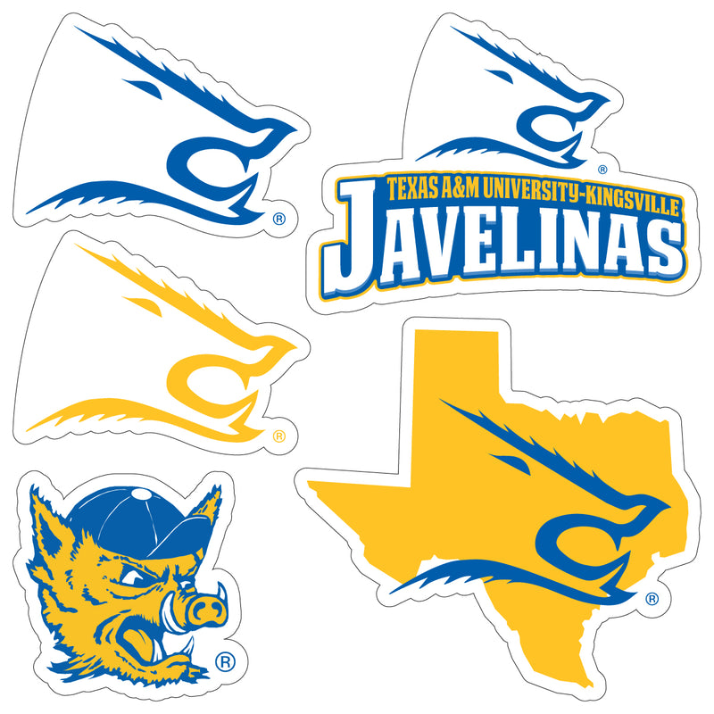 Texas A&M Kingsville Javelinas Officially Licensed College Sticker Multipack - School Spirit Decal Set 5-Pack