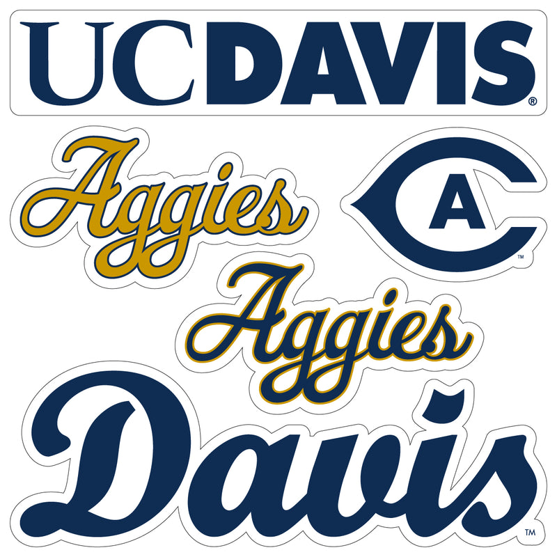 UC Davis Aggies Officially Licensed College Sticker Multipack - School Spirit Decal Set 5-Pack