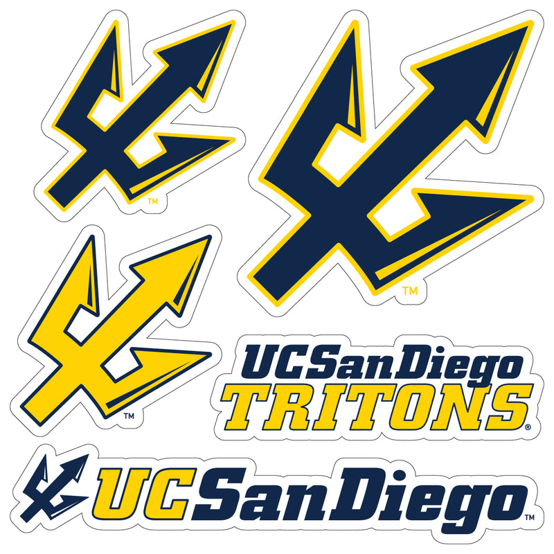 UC San Diego Officially Licensed College Sticker Multipack - School Spirit Decal Set 5-Pack