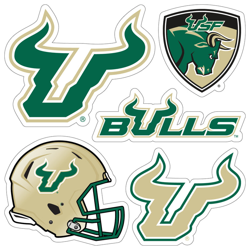 South Florida Bulls Officially Licensed College Sticker Multipack - School Spirit Decal Set 5-Pack