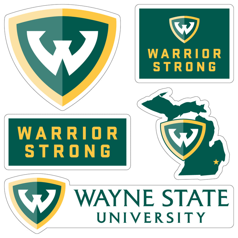 Wayne State Officially Licensed College Sticker Multipack - School Spirit Decal Set 5-Pack