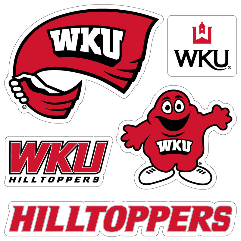 Western Kentucky Hilltoppers Officially Licensed College Sticker Multipack - School Spirit Decal Set 5-Pack