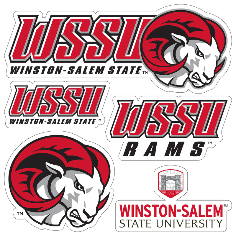 Winston-Salem State Officially Licensed College Sticker Multipack - School Spirit Decal Set 5-Pack